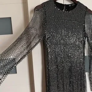 Long Sleeve Zara Fishnet Dress Zara Dresses Zara Black Mesh Silver